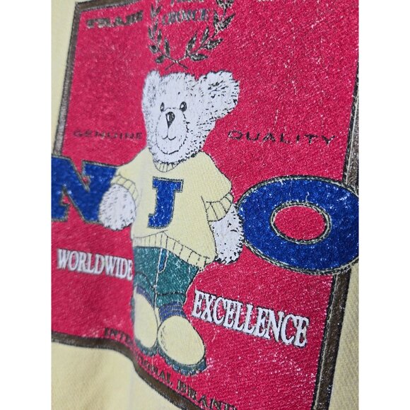 Vintage Bonjour Womens Yellow Long-Sleeve Teddy Bear Graphic Sweatshirt One Size - Picture 4 of 9